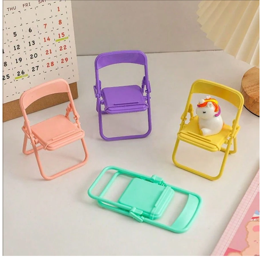 Creative Macaron Chair Phone Stand - Stylish Desktop Decor & Organizer for Home, Office, and Dorm