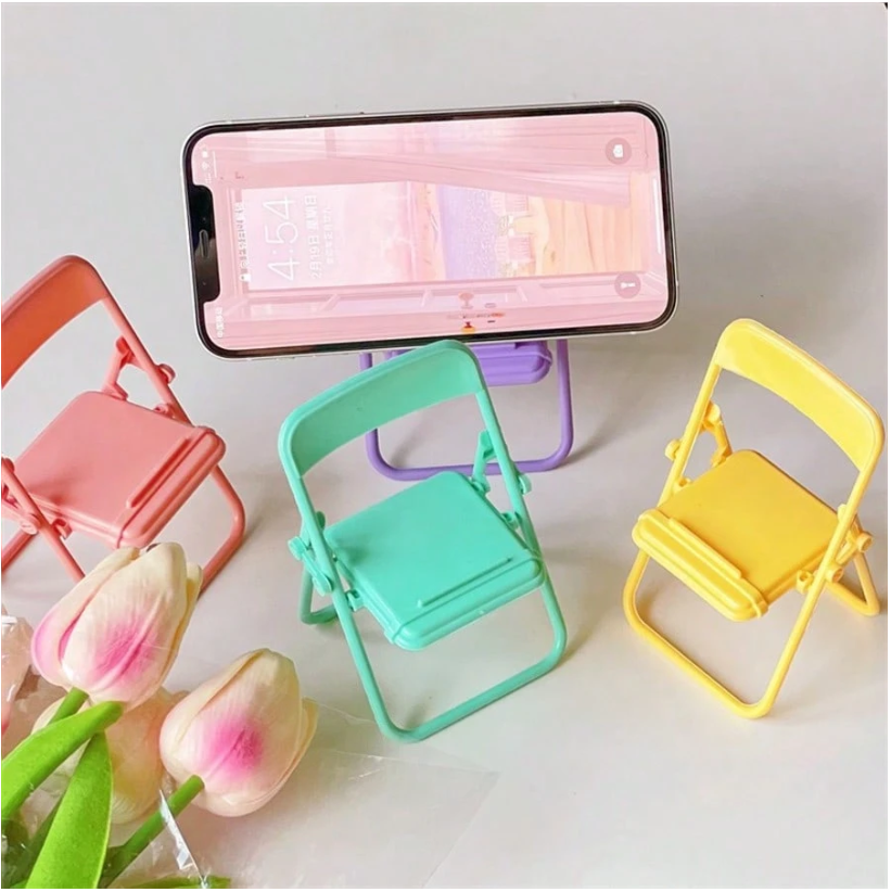 Creative Macaron Chair Phone Stand - Stylish Desktop Decor & Organizer for Home, Office, and Dorm