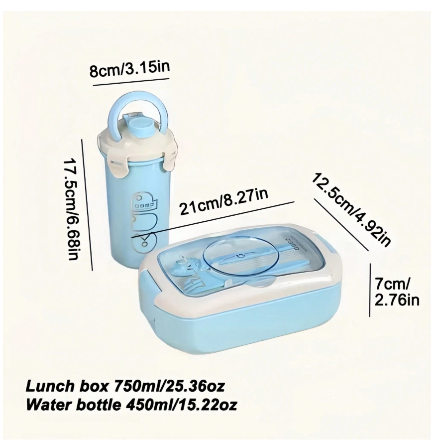 Spacious Portable Bento Box Set with Sauce Compartment - Microwave & Dishwasher Safe for Office and School Lunches