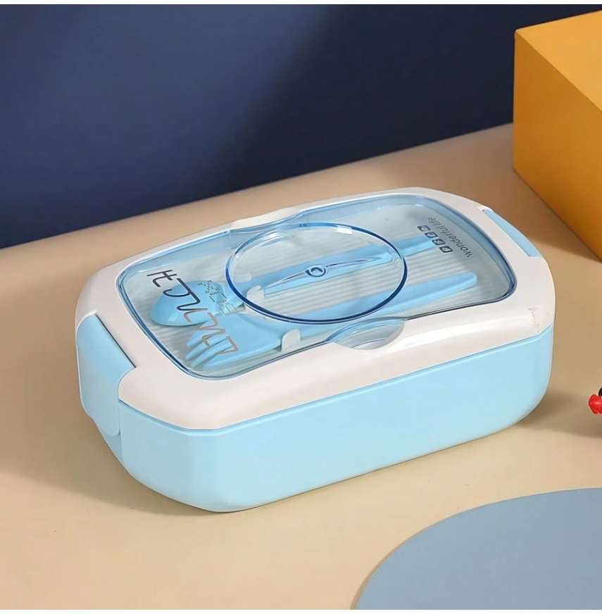 Spacious Portable Bento Box Set with Sauce Compartment - Microwave & Dishwasher Safe for Office and School Lunches