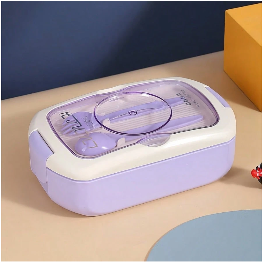 Spacious Portable Bento Box Set with Sauce Compartment - Microwave & Dishwasher Safe for Office and School Lunches