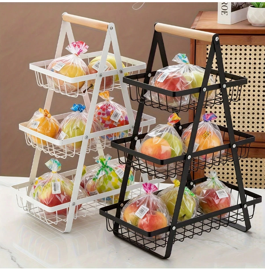 Stylish 3-Tier Fruit Basket Tray: Space-Saving Storage for Fresh Produce, Snacks, and More