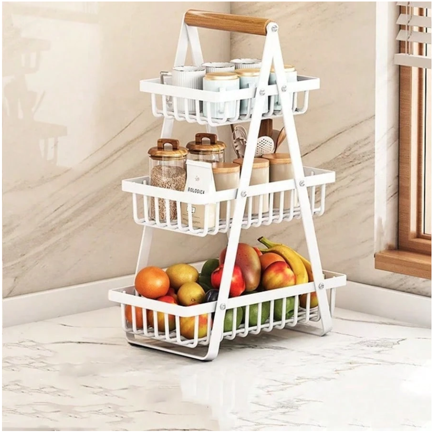 Stylish 3-Tier Fruit Basket Tray: Space-Saving Storage for Fresh Produce, Snacks, and More