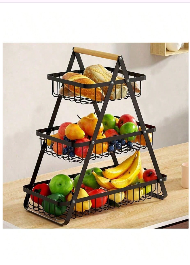Stylish 3-Tier Fruit Basket Tray: Space-Saving Storage for Fresh Produce, Snacks, and More