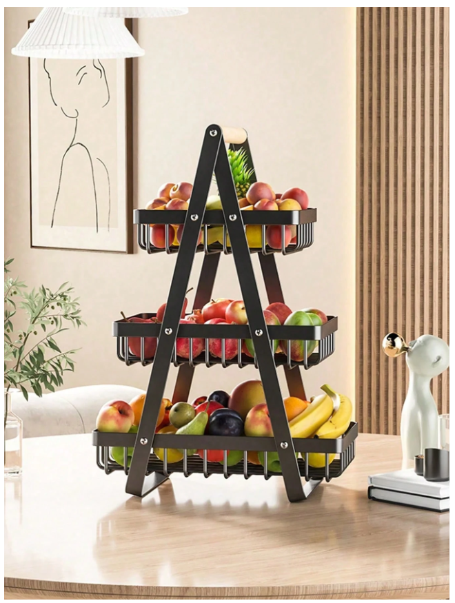 Stylish 3-Tier Fruit Basket Tray: Space-Saving Storage for Fresh Produce, Snacks, and More