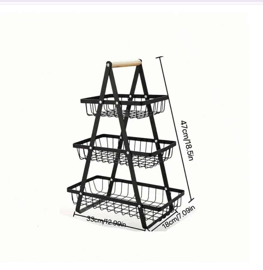 Stylish 3-Tier Fruit Basket Tray: Space-Saving Storage for Fresh Produce, Snacks, and More