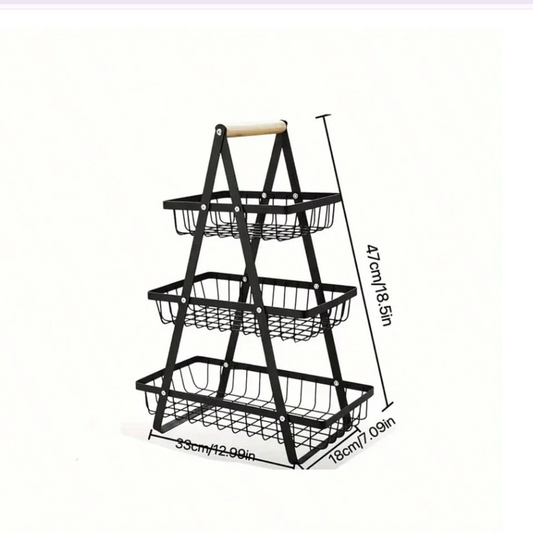 Stylish 3-Tier Fruit Basket Tray: Space-Saving Storage for Fresh Produce, Snacks, and More
