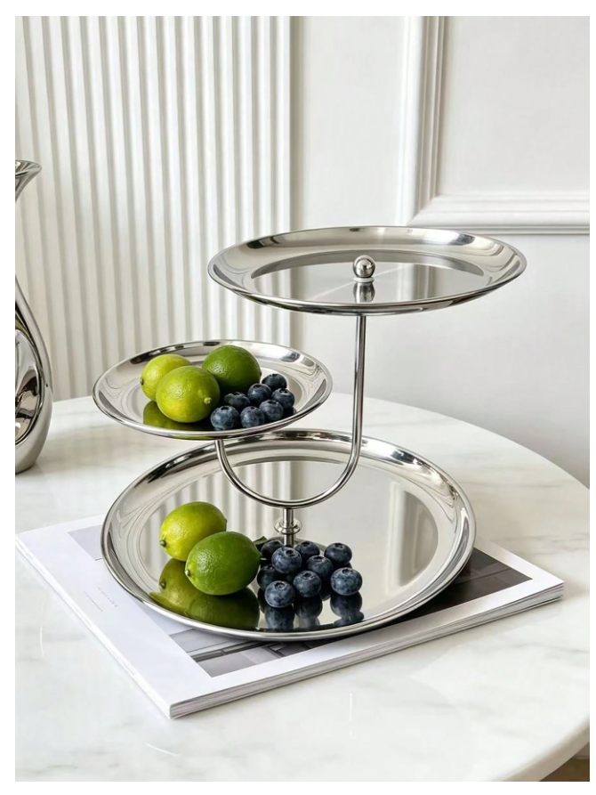 Luxury Stainless Steel Multi-Layer Mirrored Fruit and Dessert Stand - Elegant Nordic Style Table Decor for Weddings, Cafes, and Living Rooms