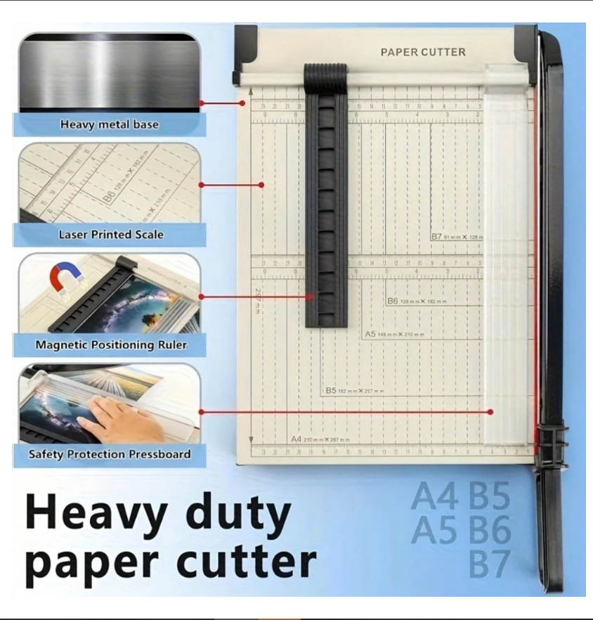 Effortless Cutting: 12-Inch Manual Trimmer & Cutter for 16 Sheets with Safety Features and Ergonomic Grip