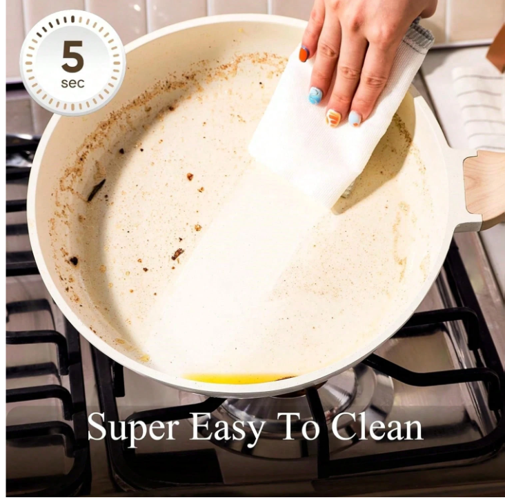 5-Piece Non-Stick Aluminum Cookware Set with White Ceramic Coating - Perfect Kitchen Essential & Gift for Moms