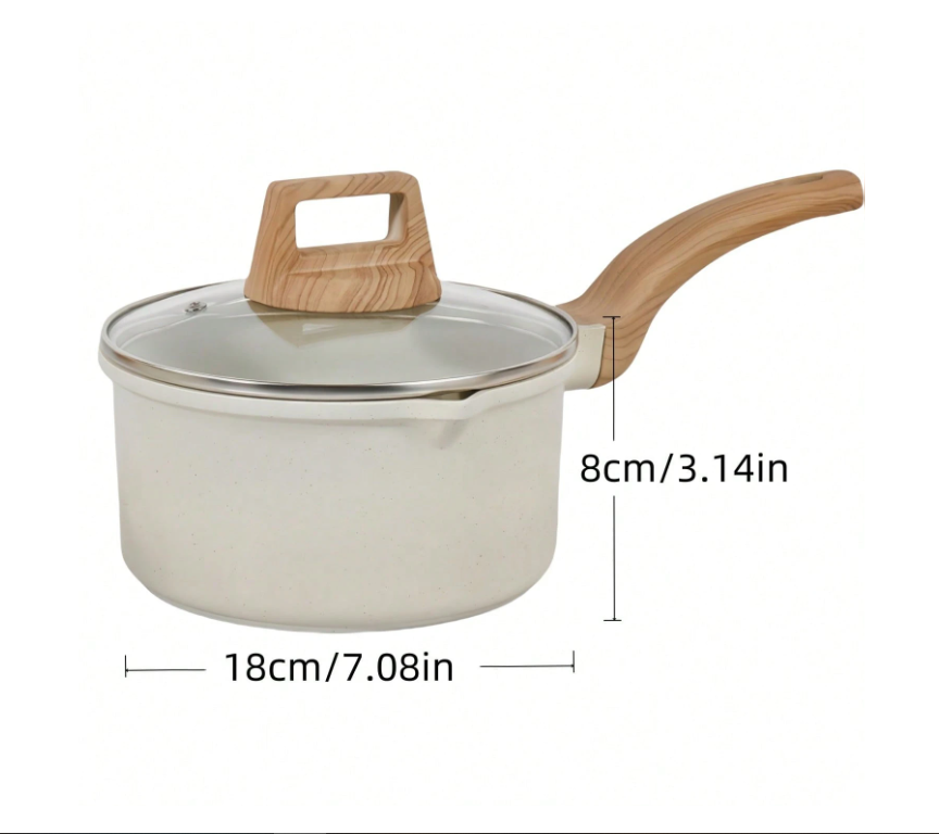 5-Piece Non-Stick Aluminum Cookware Set with White Ceramic Coating - Perfect Kitchen Essential & Gift for Moms