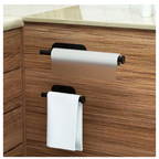 Stylish Black Wall-Mount Paper Towel Holder with Adhesive for Easy Installation - Perfect for Kitchen, Bathroom, and Pantry Organization