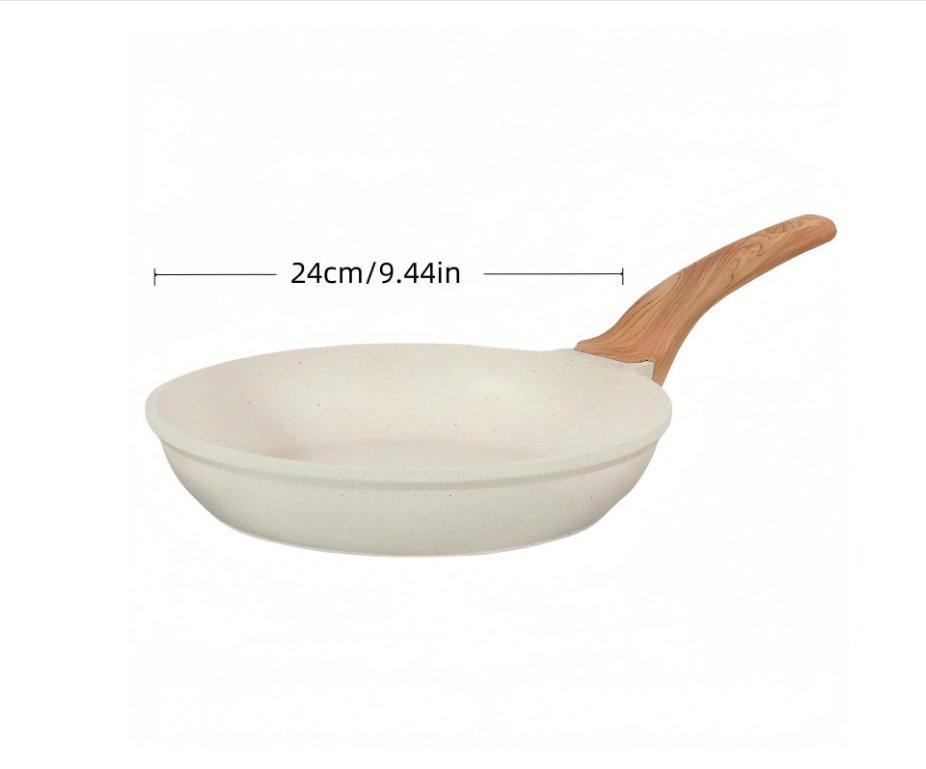 5-Piece Non-Stick Aluminum Cookware Set with White Ceramic Coating - Perfect Kitchen Essential & Gift for Moms
