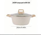 5-Piece Non-Stick Aluminum Cookware Set with White Ceramic Coating - Perfect Kitchen Essential & Gift for Moms
