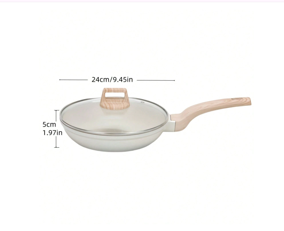 5-Piece Non-Stick Aluminum Cookware Set with White Ceramic Coating - Perfect Kitchen Essential & Gift for Moms