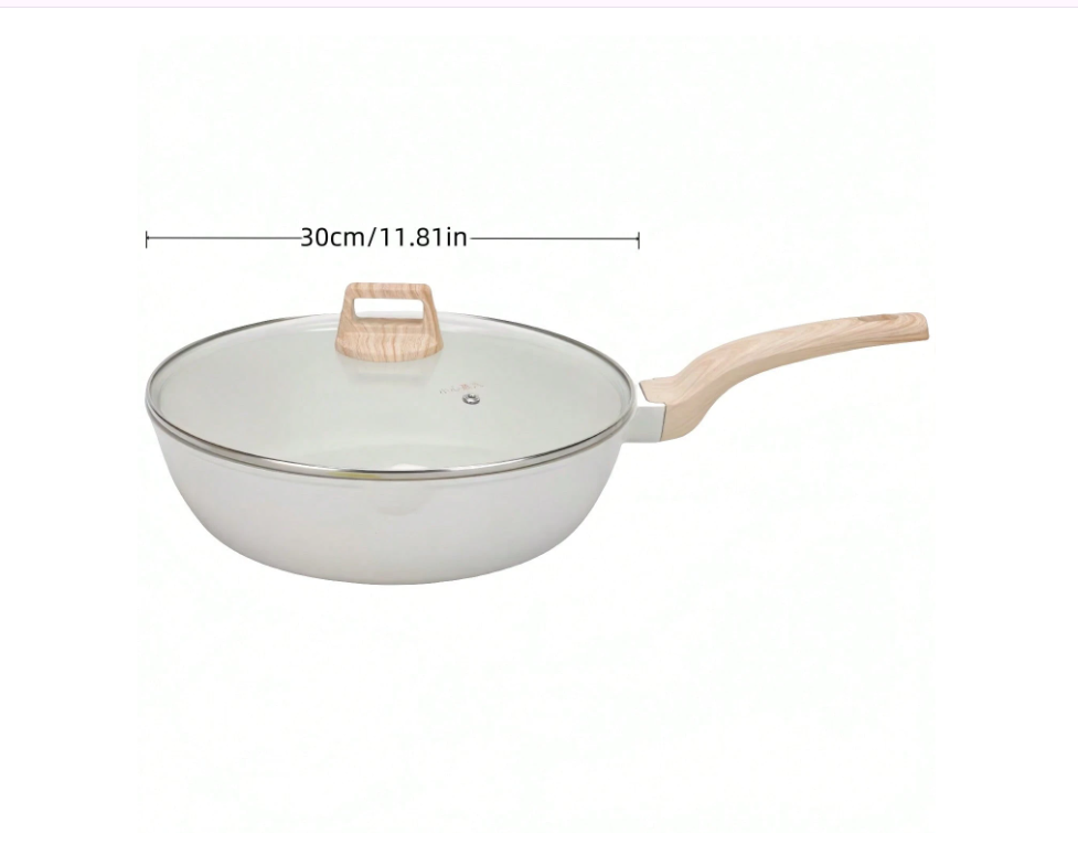 5-Piece Non-Stick Aluminum Cookware Set with White Ceramic Coating - Perfect Kitchen Essential & Gift for Moms