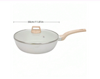 5-Piece Non-Stick Aluminum Cookware Set with White Ceramic Coating - Perfect Kitchen Essential & Gift for Moms