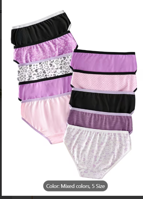8-Piece Girls Underwear Set with Letter Print Briefs - Fun & Comfortable Student Shorts