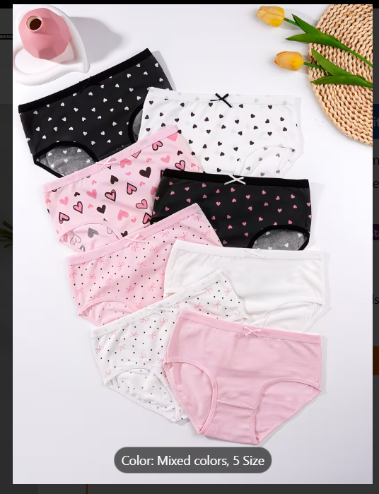 8-Piece Girls Underwear Set with Letter Print Briefs - Fun & Comfortable Student Shorts
