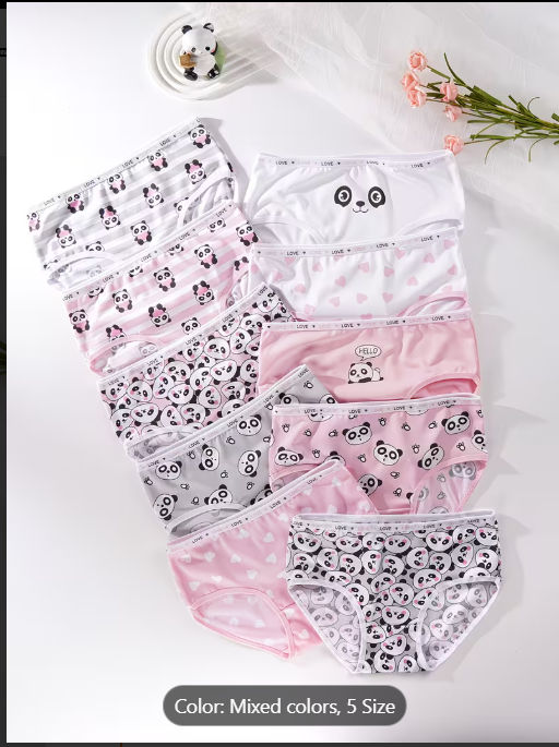 8-Piece Girls Underwear Set with Letter Print Briefs - Fun & Comfortable Student Shorts