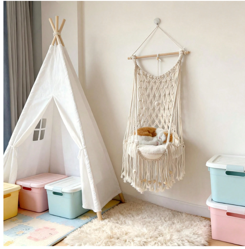 Bohemian Macrame Cat Hammock - Stylish Wall-Mounted Cat Bed & Scratching Post for All Seasons