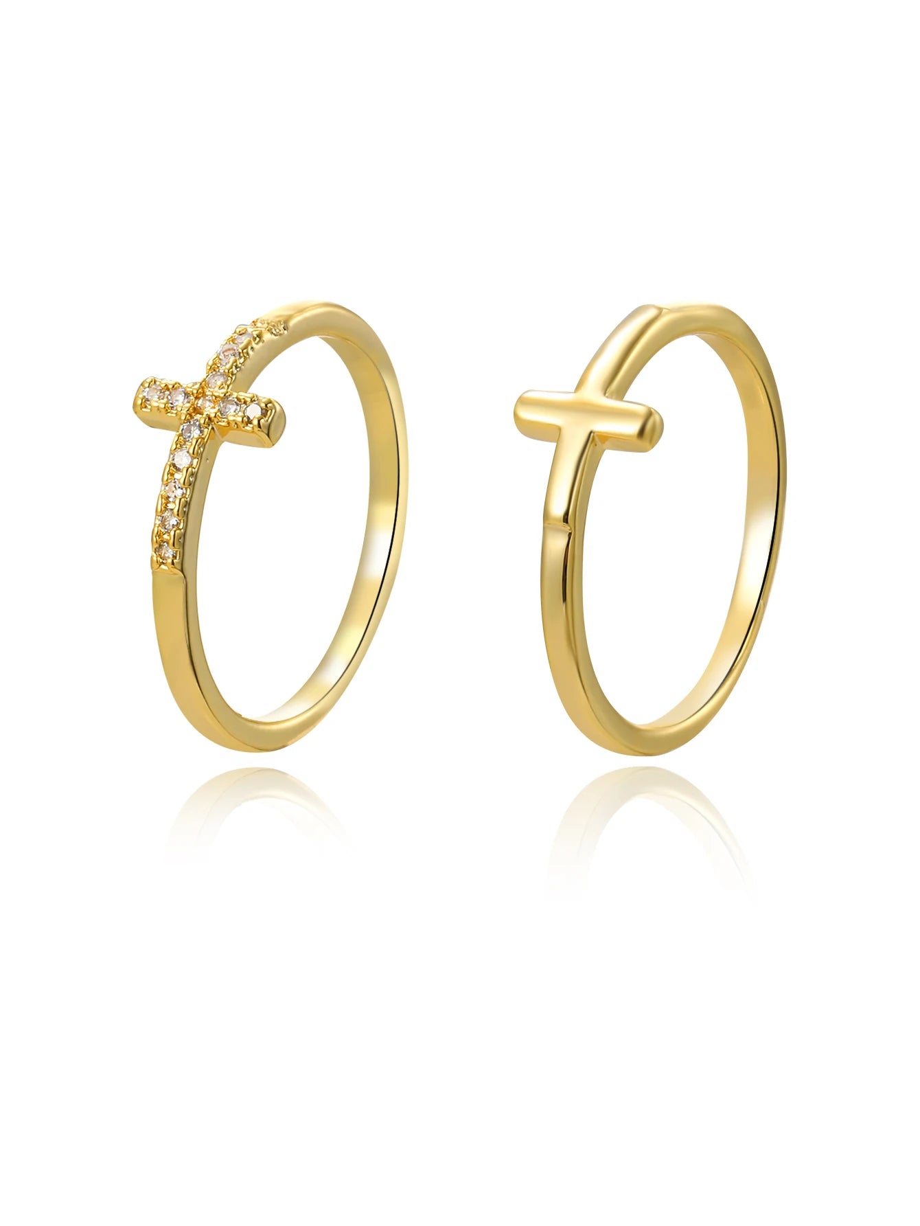 Exquisite Cross Diamond Ring Set