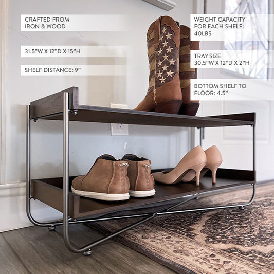 Modern Wood and Metal Shoe Rack