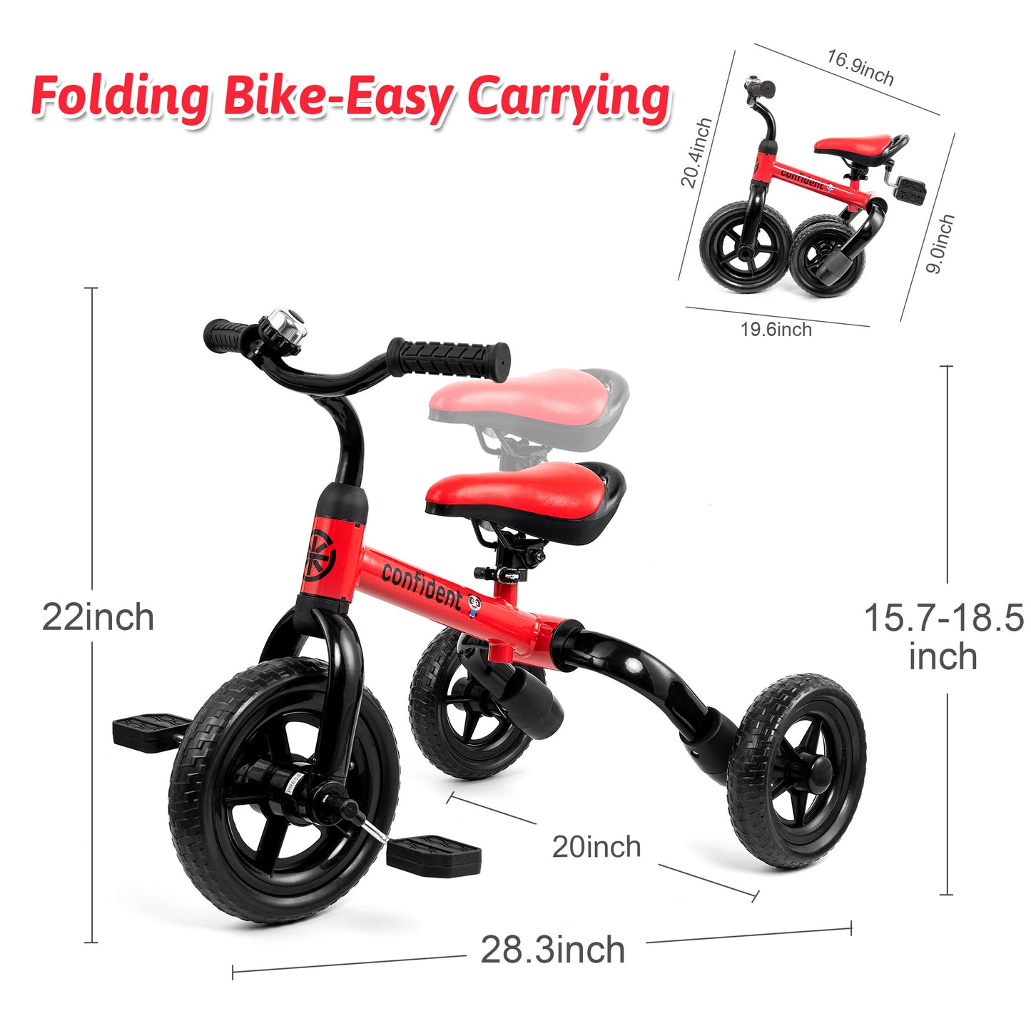 3-in-1 Kids Tricycle & Balance Bike (1-4 Years Old)