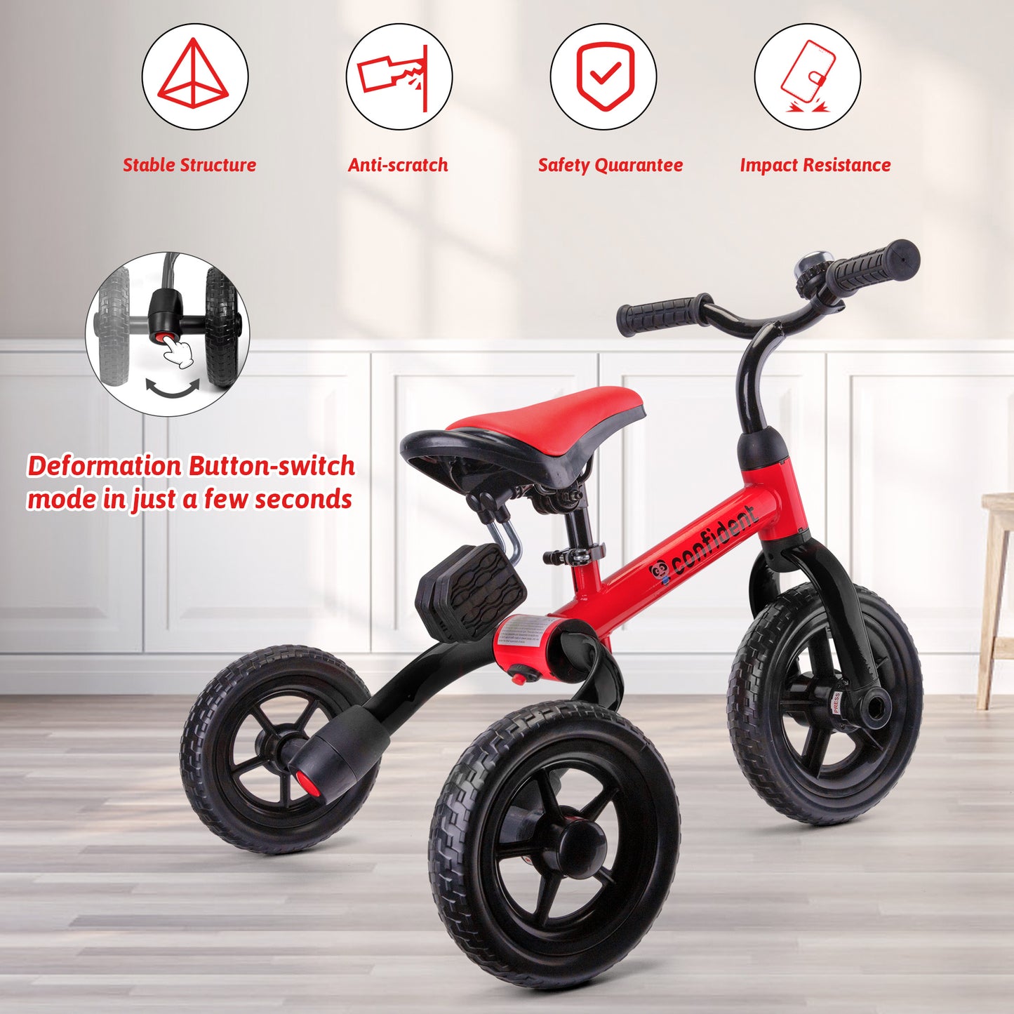 3-in-1 Kids Tricycle & Balance Bike (1-4 Years Old)