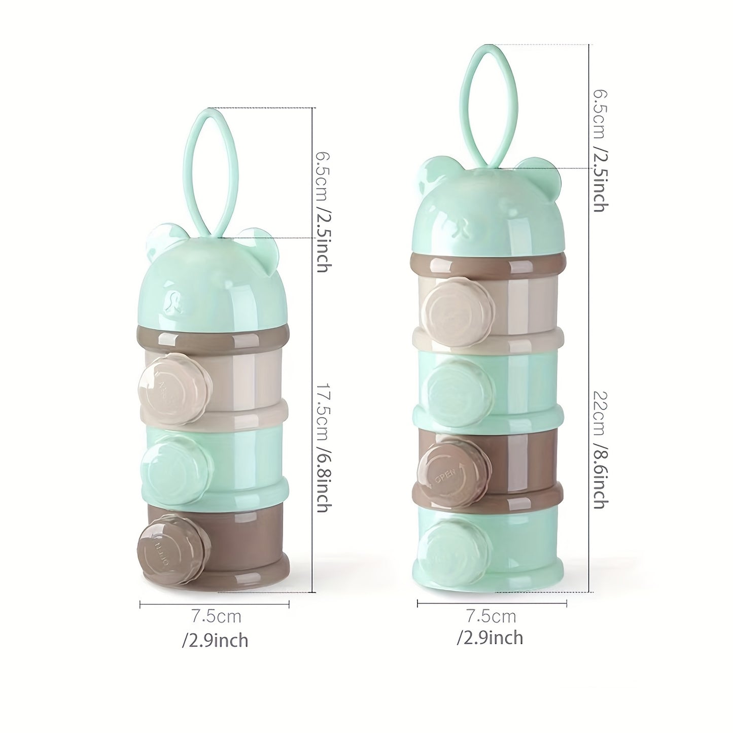 🍼 3/4-Layer Baby Formula Dispenser & Breast Milk Organizer: Leakproof, BPA-Free, Snap-Fit Lid - Travel-Friendly for On-the-Go Feeding