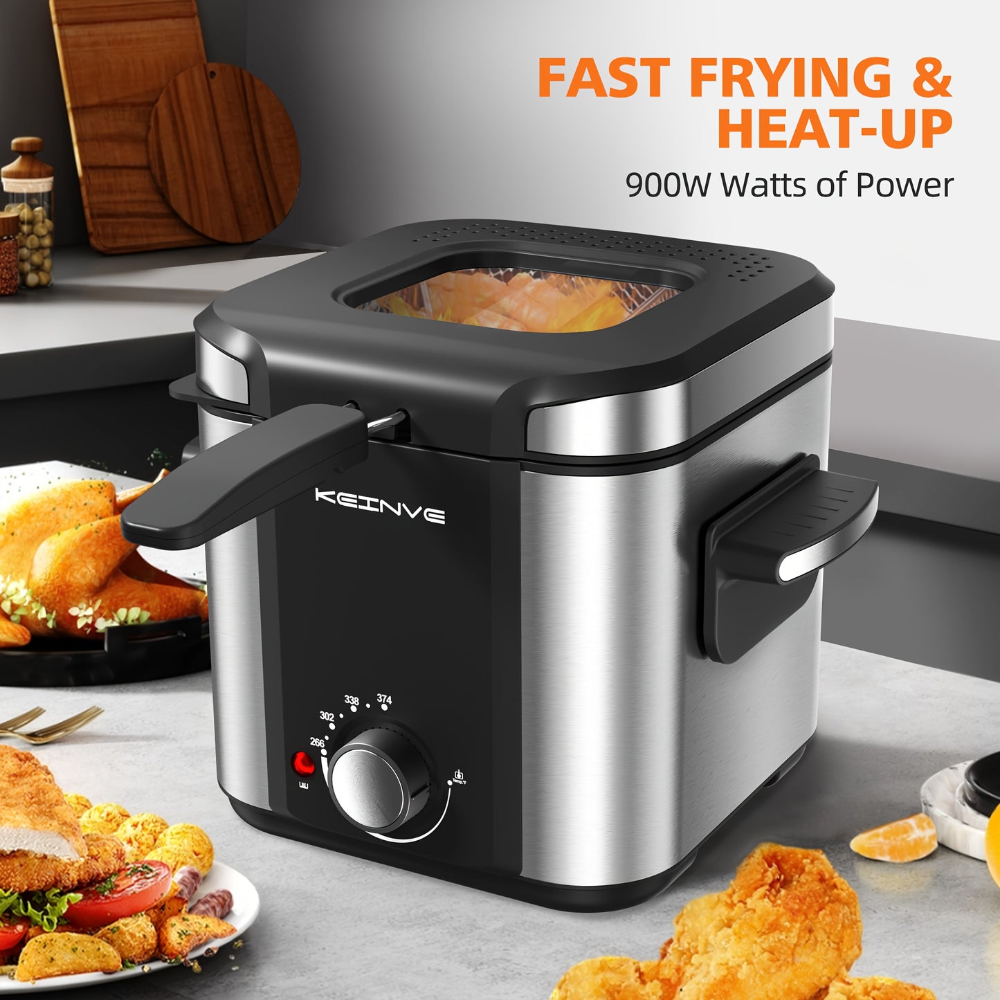 Stainless Steel Deep Fryer with Odor Filter & Viewing Window
