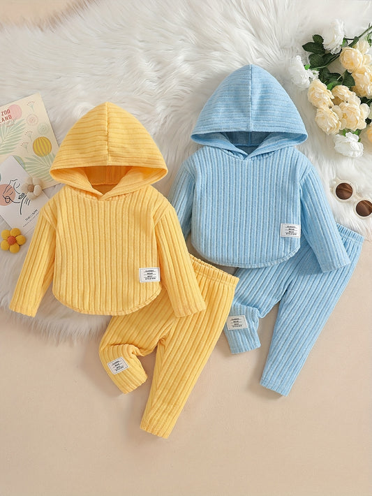 Warm & Versatile Baby Girl's Pit Stripe Long-Sleeved Top and Pants Set