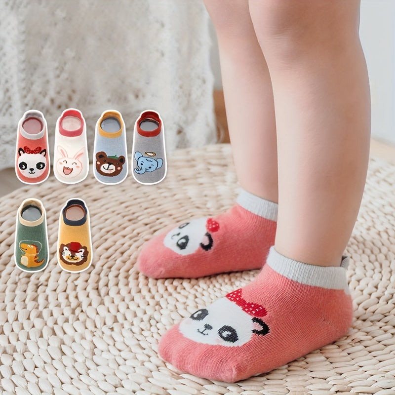 6 Pairs Non-Slip Toddler Socks with Tail Gels