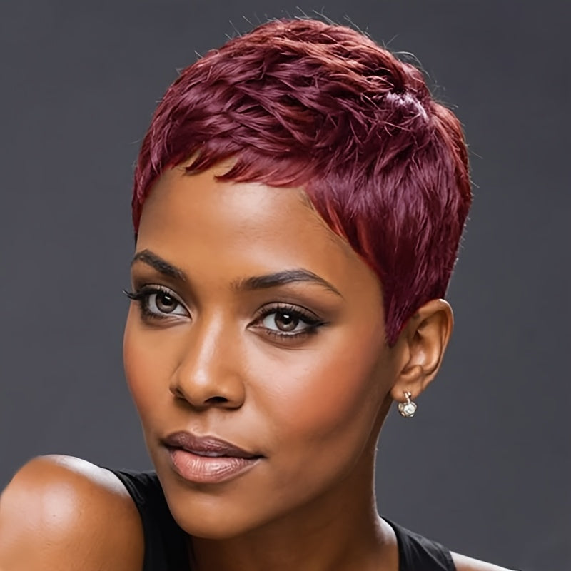 Synthetic Pixie Cut Wig With Bangs Short Body Wavy Wig Heat Resistant Wigs For Women Fashion Wig For Women Short Layered Wigs