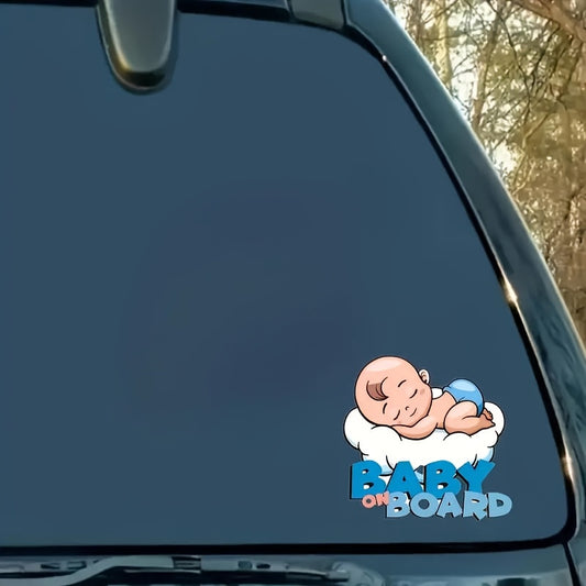 ☁️ 2D Flat Vinyl Decal: Baby Sleeping in the Cloud Sticker (For Cars, Windows, Laptops, Walls) - Semi-Matte Finish