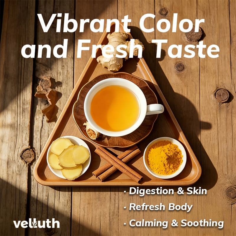 Pure Yellow Ginger Tea Bags – Caffeine-Free, No Sugar Added (25 or 50 Count)