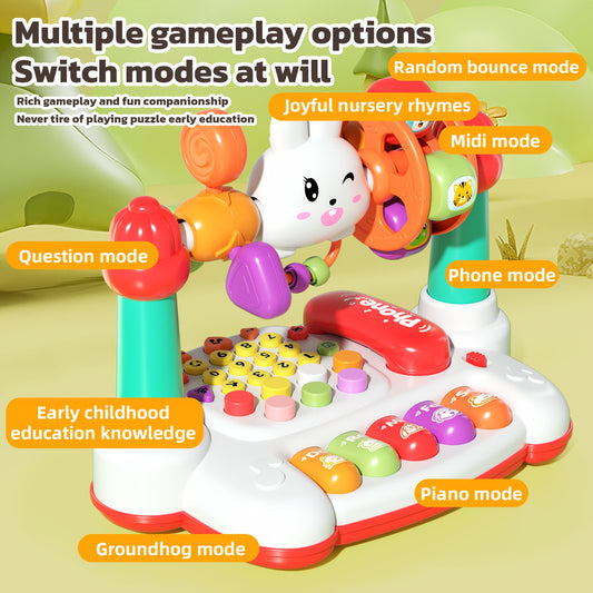 🐰 JOVOW Multifunctional Rabbit Phone Toy: Educational Storytelling Machine, Piano Music & Light Sensory Toy (Multiple Modes, Ideal Gift)
