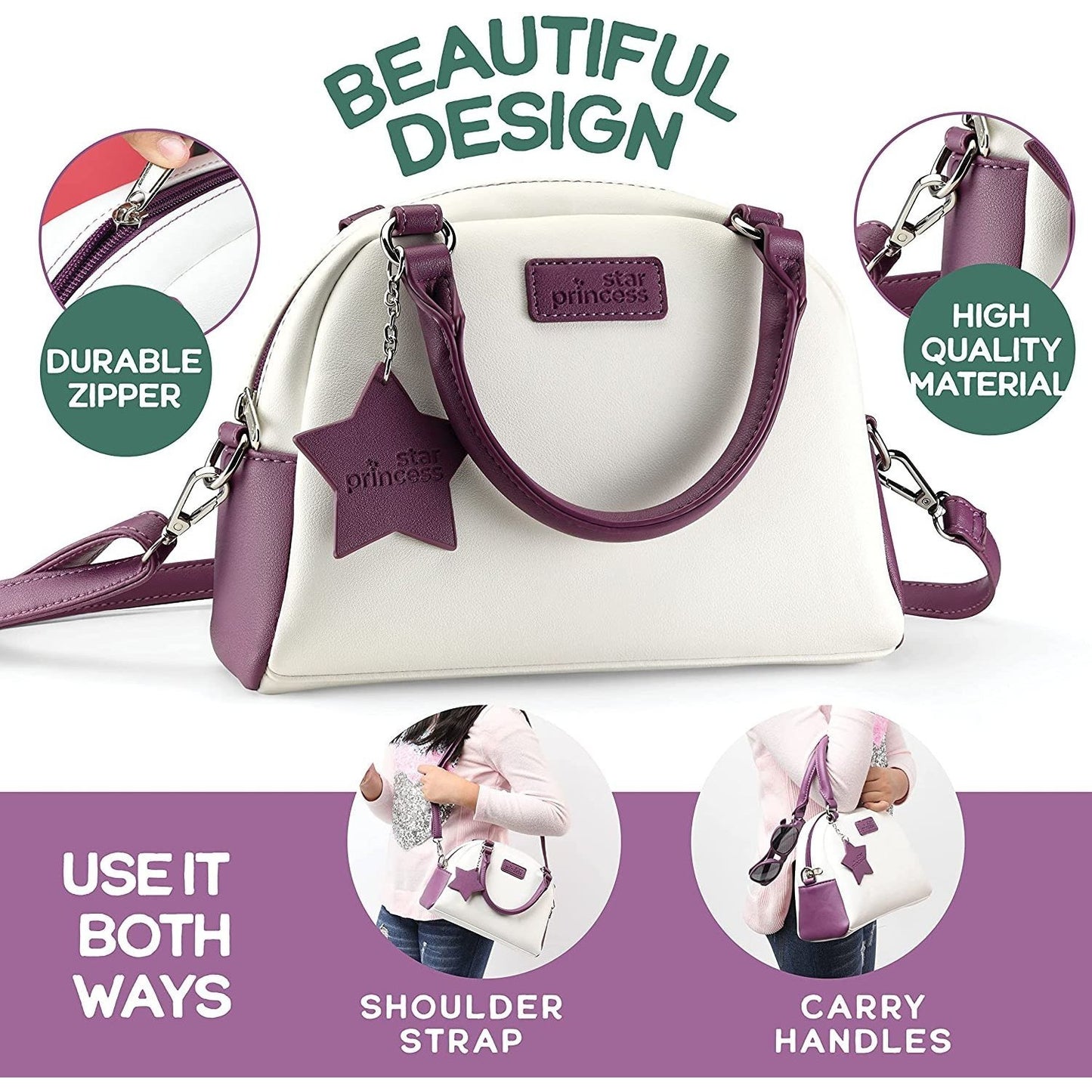 Toddler & Little Girls Pretend Play Purse Set | Role Play Accessories: Toy Phone, Wallet, Keys & Pretend Makeup | Toys for Girls Ages 3-8