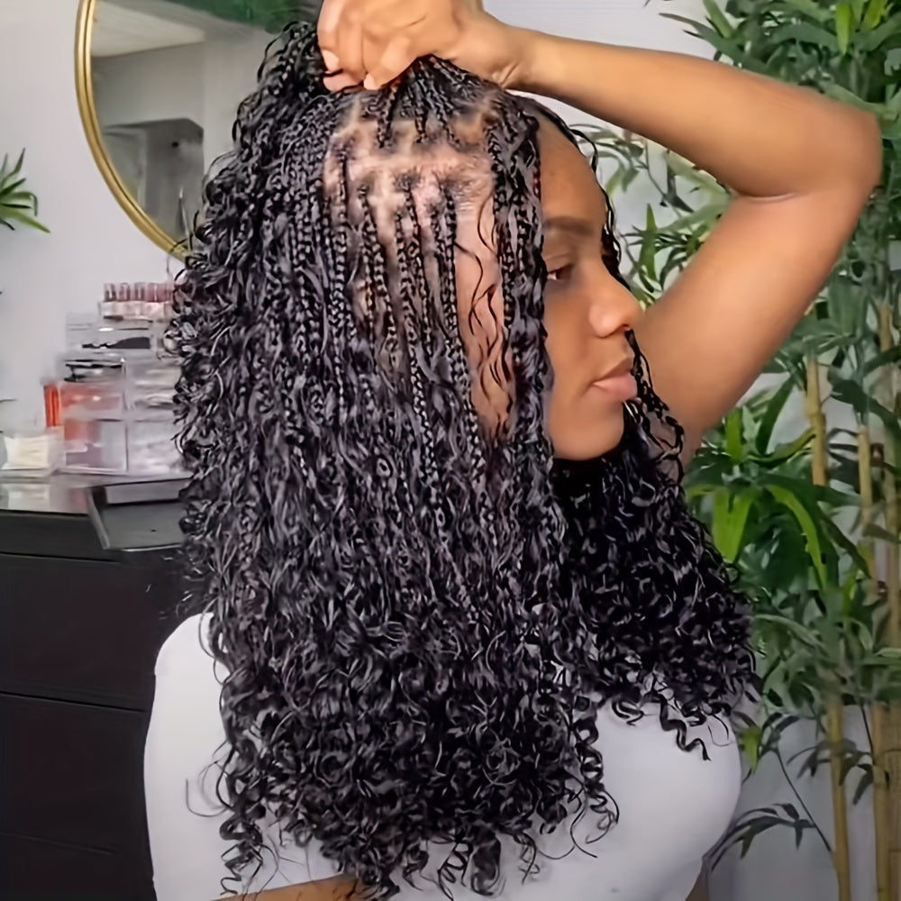 Square Woven Synthetic Full Lace Braided Wig w/ Curls
