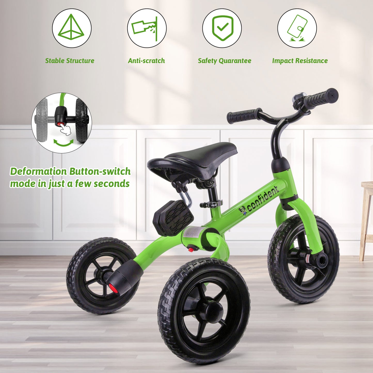 3-in-1 Kids Tricycle & Balance Bike (1-4 Years Old)