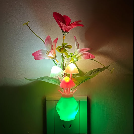 LED Mushroom Night Light with Dusk-to-Dawn Sensor – 7-Color Changing Flower Lamp