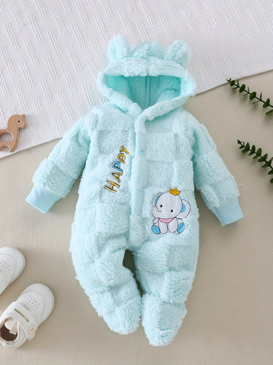 Warm Thickened Baby Plush Footed Romper (0-9m)