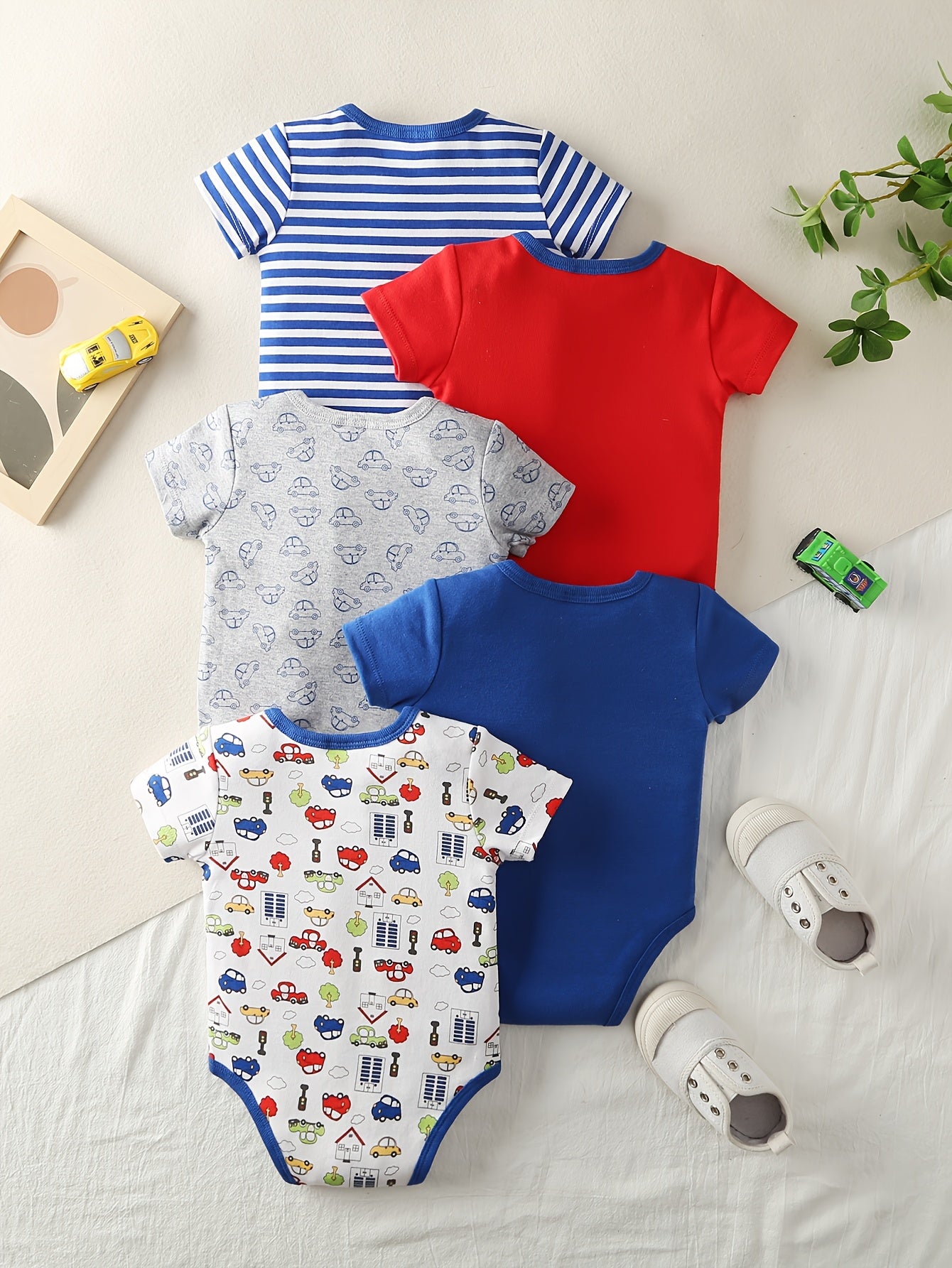 🐻 5-Piece Baby Girl Animal Print Onesies Set: Snap Closure Rompers (Cow, Chicken, Bunny, Bear) - All-Season Outfits for 0-24 Months