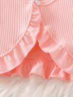 Baby Girl Ruffle Jacket & Butterfly Dress Set – Pink Plaid 2-Piece Outfit