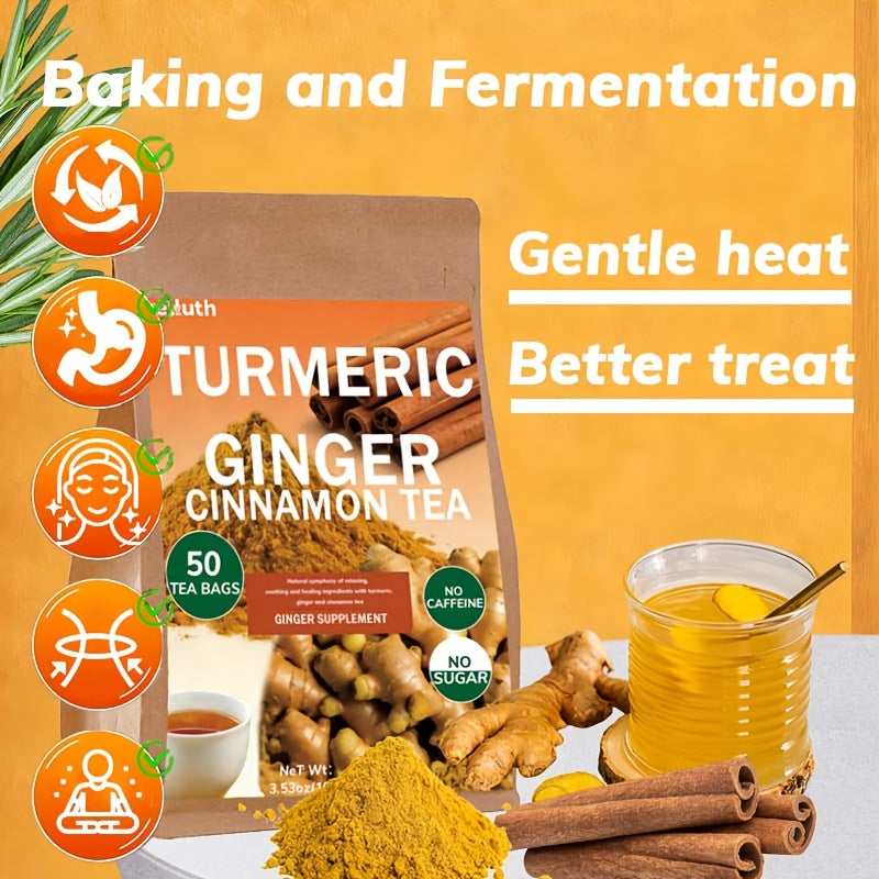 Pure Yellow Ginger Tea Bags – Caffeine-Free, No Sugar Added (25 or 50 Count)