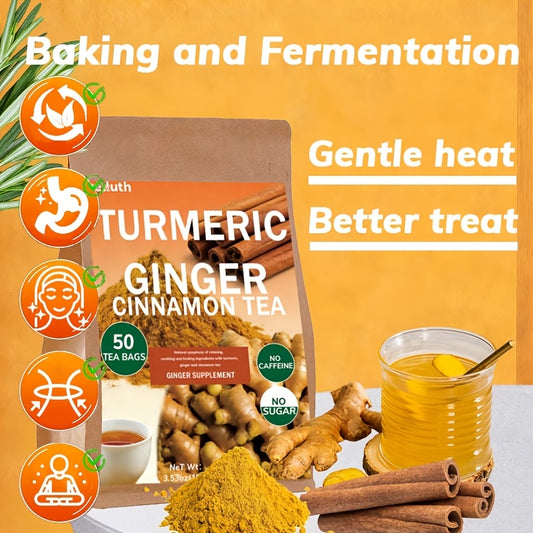 Pure Yellow Ginger Tea Bags – Caffeine-Free, No Sugar Added (25 or 50 Count)