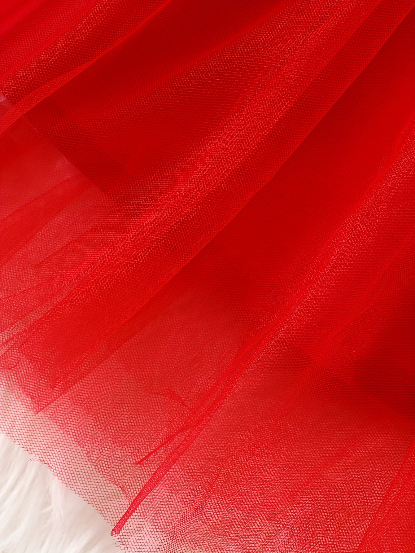 2pc Girls' Furry Coat & Spaghetti Strap Mesh Dress Set