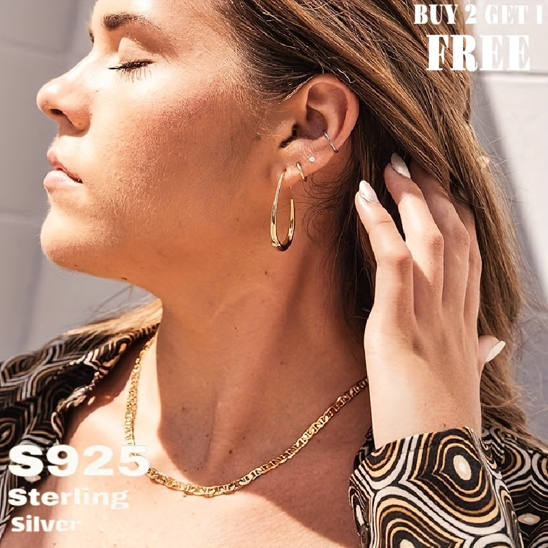 S925 Sterling Silver Pig Nose Necklace, 24K Gold Plated Marina Link Chain, Gift for Teenager