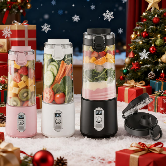 🥤 3-in-1 Portable USB Blender & Juicer: Handheld, 6-Blade System, Digital Display (40-Second Quick Blend for Smoothies & Shakes)