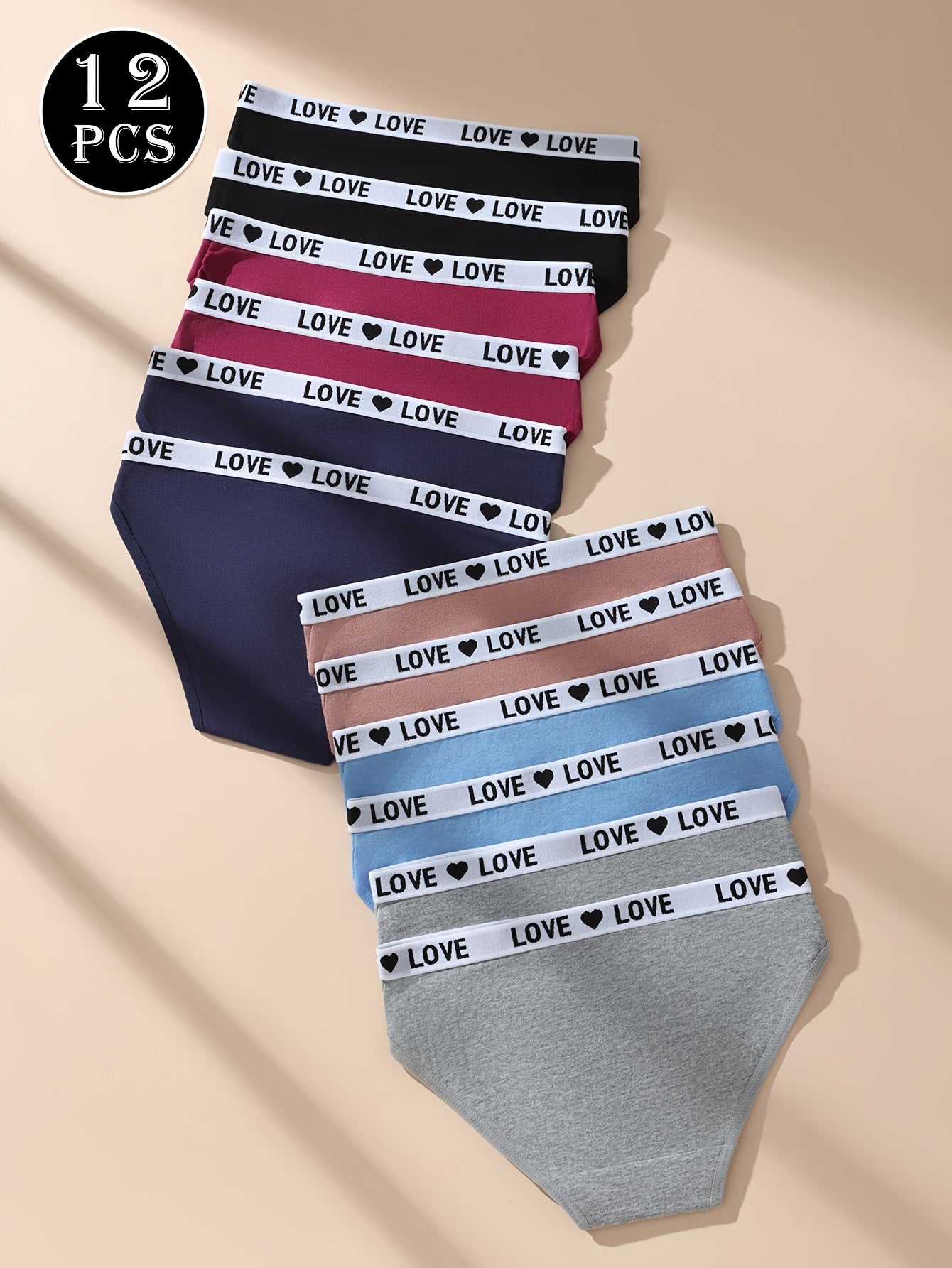 12-Pack Mixed Color Women's Sports Underwear - Soft, Breathable, and Elastic Daily Wear